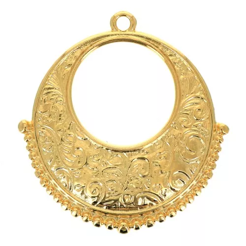 30x28mm Ethnic round hollowed out Pendant - Fine Gold Plated x1