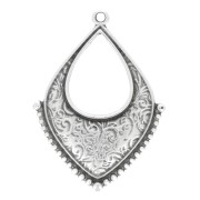 36x27mm Ethnic drop hollowed out Pendant - Fine Antique silver plating x1