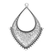 36x27mm Ethnic drop hollowed out Pendant - Fine Antique silver plating x1