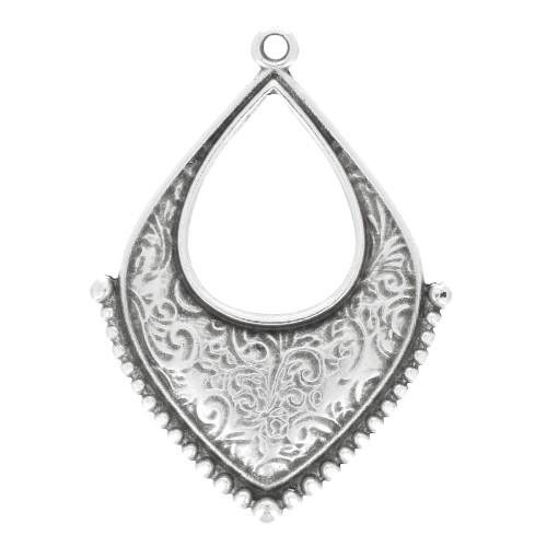 36x27mm Ethnic drop hollowed out Pendant - Fine Antique silver plating x1