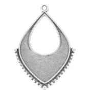 36x27mm Ethnic drop hollowed out Pendant - Fine Antique silver plating x1