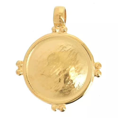 25.5x21mm Round curved ethnic style pendant - Fine Gold Plated x1