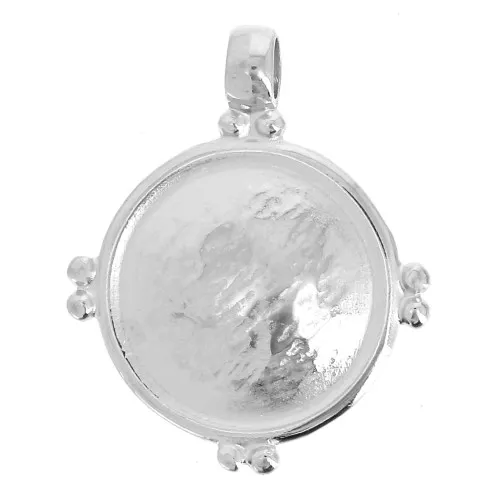 25.5x21mm Round curved ethnic style pendant - Fine Antique silver plating x1