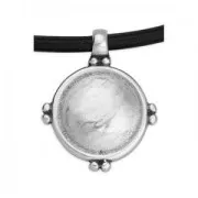 25.5x21mm Round curved ethnic style pendant - Fine Antique silver plating x1