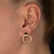 23x18mm Hammered ring pendant - Fine Antique silver plating x1