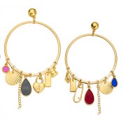 62mm Round ring pendant with 7 holes - Fine Gold Plated x1