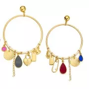 62mm Round ring pendant with 7 holes - Fine Gold Plated x1