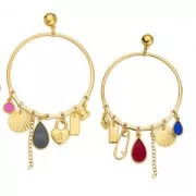 62mm Round ring pendant with 7 holes - Fine Antique silver plating x1