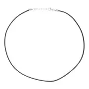 2mm Waxed cotton choker and stainless steel clasp - Black x48cm