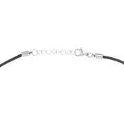2mm Waxed cotton choker and stainless steel clasp - Black x48cm