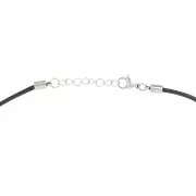 2mm Waxed cotton choker and stainless steel clasp - Black x48cm