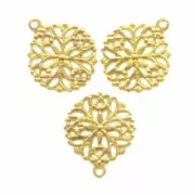 Filigreed charms 15mm fine Gold plated x5