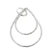 20x15mm 925 Sterling Silver Double Drop Diamond Pendant x1