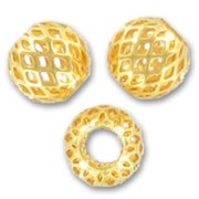 Filigreed balls 10mm fine Gold plated x5