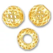 Filigreed balls 10mm fine Gold plated x5