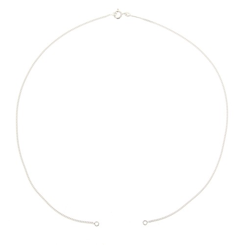 40cm 925 Sterling Silver Thin curb chain choker for spacer x1