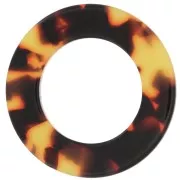 29mm Cellulose acetate round pendant - Tortoise Shell Brown - Black x1