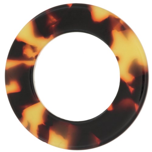 29mm Cellulose acetate round pendant - Tortoise Shell Brown - Black x1