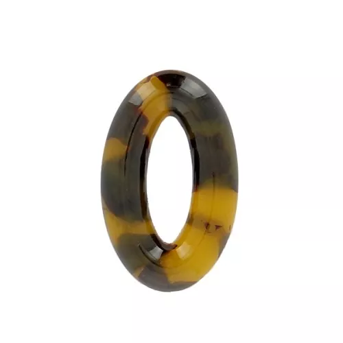 29x18mm Oval acetate pendant - Tortoise shell - Brown - Black x1
