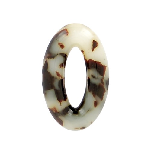 29x18mm Oval acetate pendant - Tortoise shell - Beige - Black x1