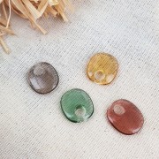 17.5x15mm Design oval acrylic charm - Transparent - Terracotta x1