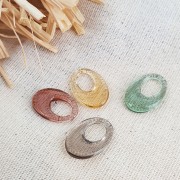 20x14mm Oval openwork acrylic pendant - Transparent - Terracotta x1