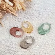 20x14mm Oval openwork acrylic pendant - Transparent - Terracotta x1