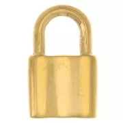 17x10 mm 304L Stainless Steel Padlock Charm - Gold Tone x1