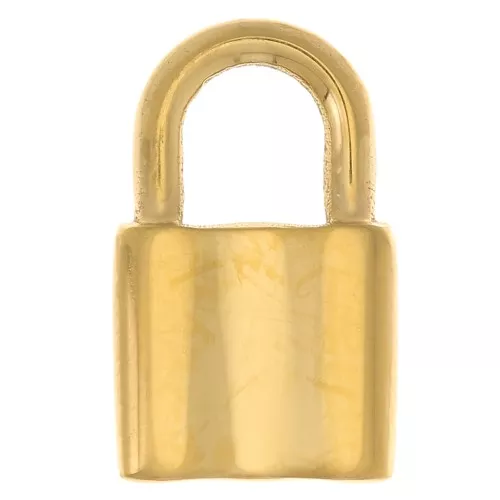 17x10 mm 304L Stainless Steel Padlock Charm - Gold Tone x1