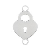 19x12mm Stainless Steel 2-ring heart Padlock connector x1