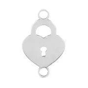19x12mm Stainless Steel 2-ring heart Padlock connector x1