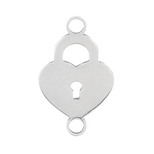 19x12mm Stainless Steel 2-ring heart Padlock connector x1
