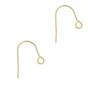 14mm 304 Stainless Steel earwires with open ring - Gold Tone x2