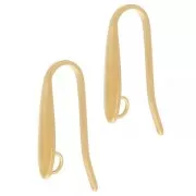 Design ear hooks 17x3 mm with open ring - 304L gold-plated stainless steel x2