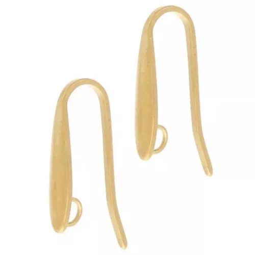 Design ear hooks 17x3 mm with open ring - 304L gold-plated stainless steel x2