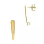 20x4mm 303L Stainless steel Bar earstuds with open ring - Gold Tone x2