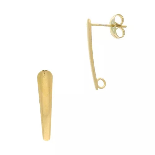 20x4mm 303L Stainless steel Bar earstuds with open ring - Gold Tone x2