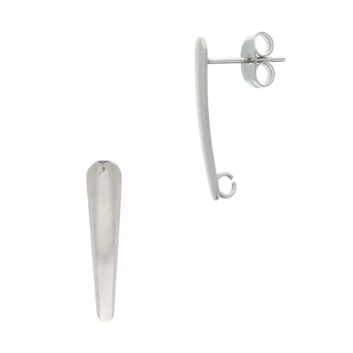 20x4mm Stainless steel Bar earstuds with open ring x2