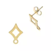 14x10mm 304L Stainless Steel Rhombus earstuds with closed ring - Gold Tone x2