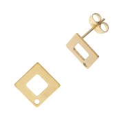 14mm 304 Stainless Steel Rhombus earstuds with 1 hole - Gold Tone x2|raw }}