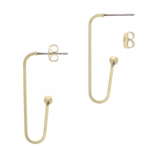 34x12mm Design U earstuds with small ball - Gold Tone x2
