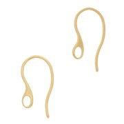 19mm 304 Stainless Steel Design earwires with hole - Gold Tone x2