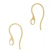 19mm 304 Stainless Steel Design earwires with hole - Gold Tone x2
