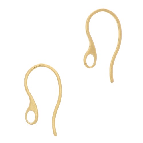 19mm 304 Stainless Steel Design earwires with hole - Gold Tone x2