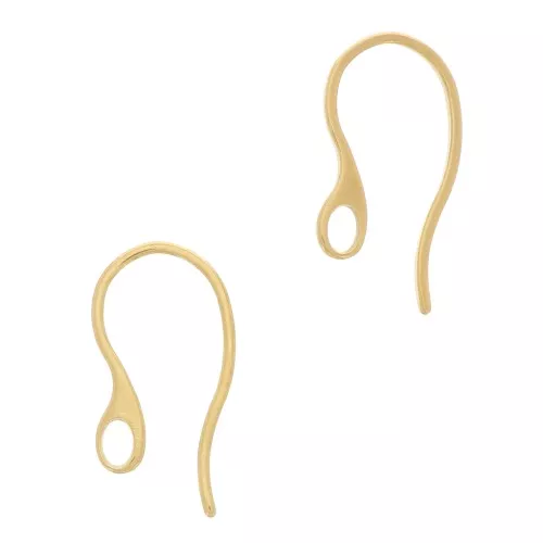 19mm 304 Stainless Steel Design earwires with hole - Gold Tone x2