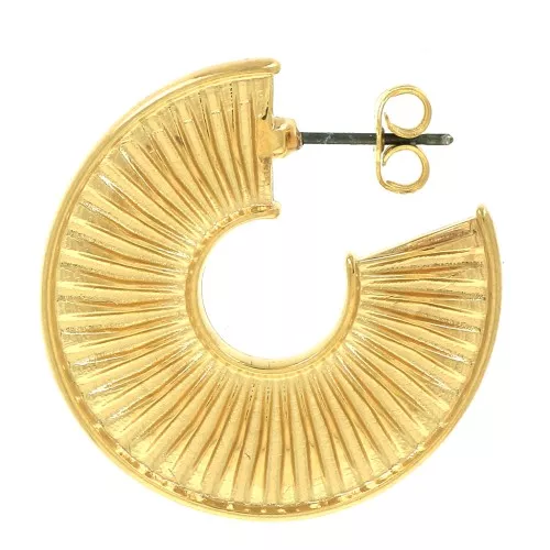30mm Textured half-moon hoop earrings - Fine Gold Plated x2