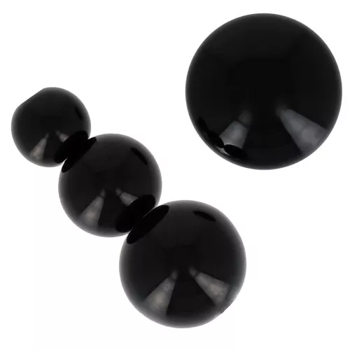Assortment of 26 beads 8-10-14 mm & 2 cabochons in opaque resin - Black x1