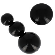 Assortment of 26 beads 6-8-10mm and 2 cabochons in opaque resin -Black  x1