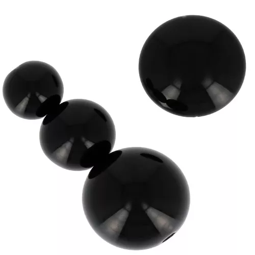 Assortment of 26 beads 6-8-10mm and 2 cabochons in opaque resin -Black x1