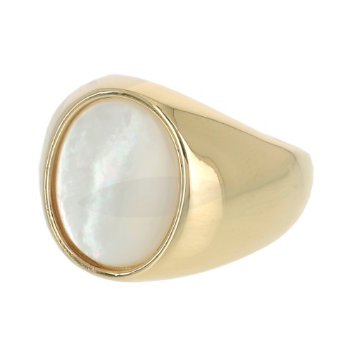 Oval mother-of-pearl signet ring - for women - size 50 - Gold plated 3 micron x1